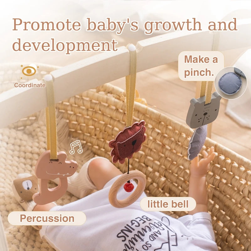 Natural Wooden Baby Gym Frame with Star Pendant