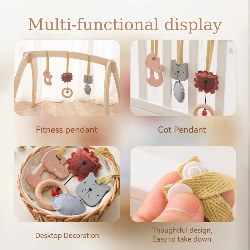 Natural Wooden Baby Gym Frame with Star Pendant