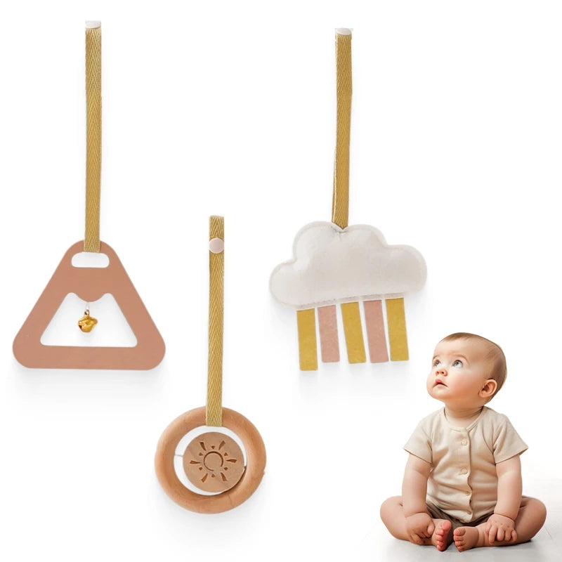 Natural Wooden Baby Gym Frame with Star Pendant